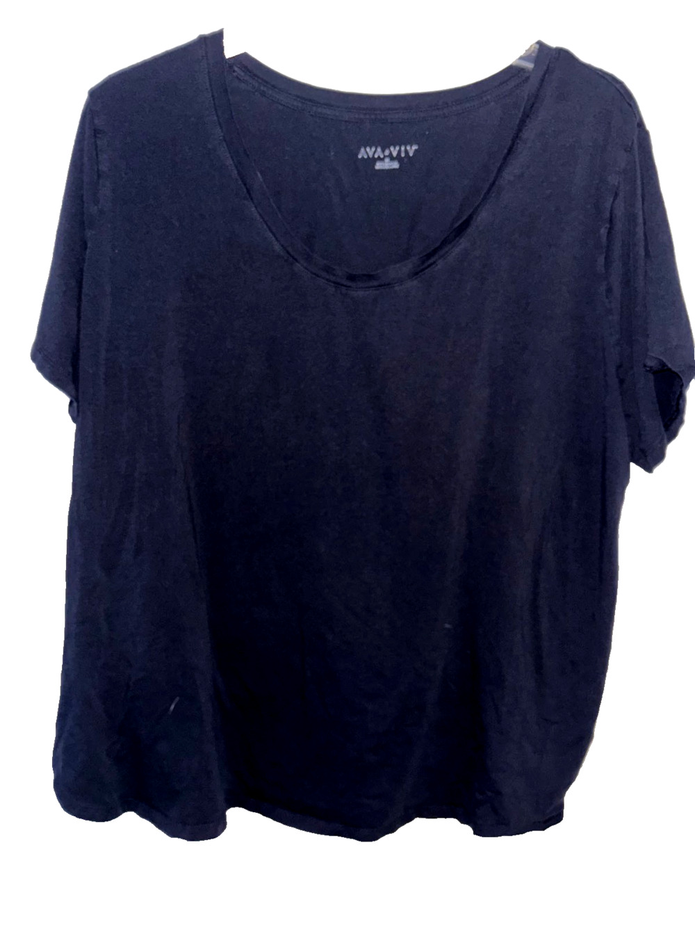 Ava & Viv Shirt Womens 3X Black Scoop Neck Drapey Short Sleeve Knit Jersey Tee